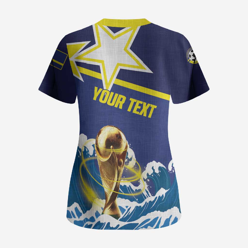 Custom Football 2026 Curacao Scrub Top The Blue Wave Come On
