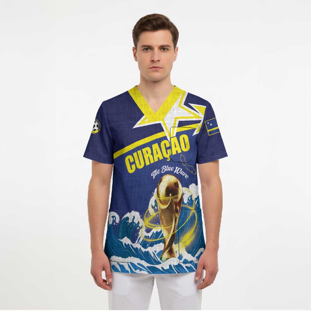 Custom Football 2026 Curacao Scrub Top The Blue Wave Come On