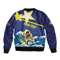 Custom Football 2026 Curacao Sleeve Zip Bomber Jacket The Blue Wave Come On