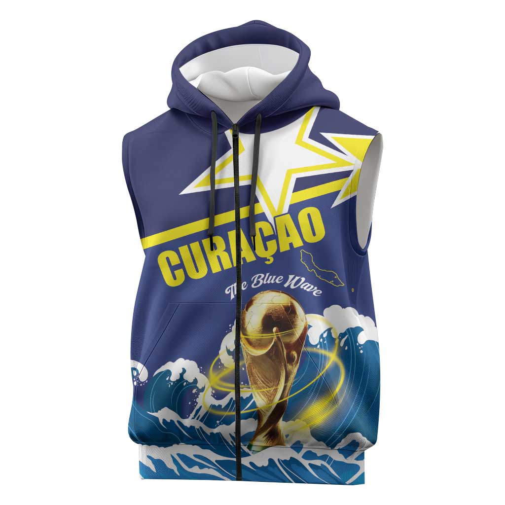 Custom Football 2026 Curacao Sleeveless Zip Hoodie The Blue Wave Come On