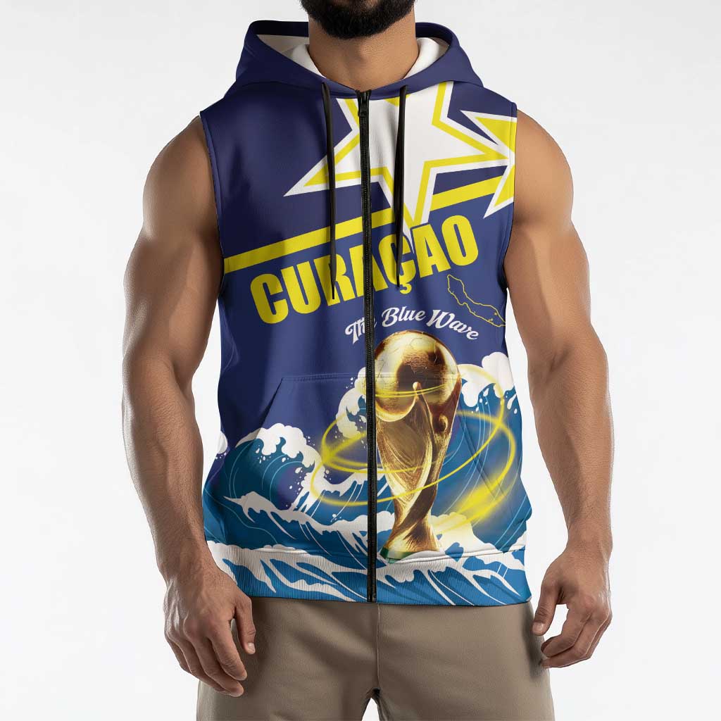 Custom Football 2026 Curacao Sleeveless Zip Hoodie The Blue Wave Come On