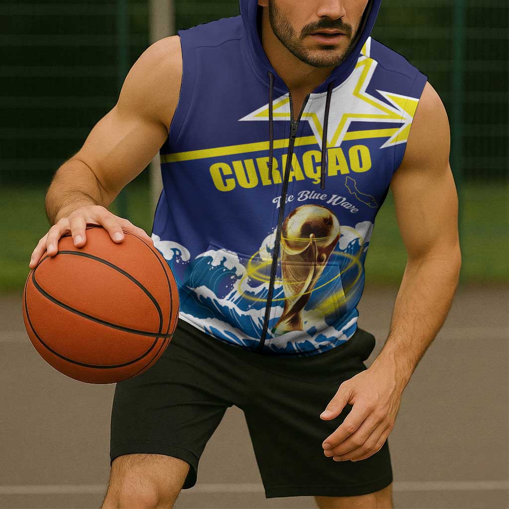 Custom Football 2026 Curacao Sleeveless Zip Hoodie The Blue Wave Come On