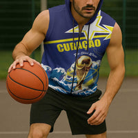 Custom Football 2026 Curacao Sleeveless Zip Hoodie The Blue Wave Come On