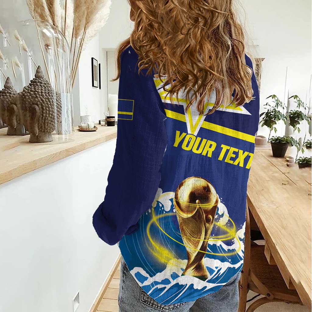 Custom Football 2026 Curacao Women Casual Shirt The Blue Wave Come On