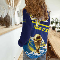 Custom Football 2026 Curacao Women Casual Shirt The Blue Wave Come On