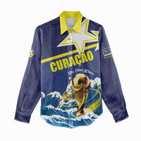 Custom Football 2026 Curacao Women Casual Shirt The Blue Wave Come On