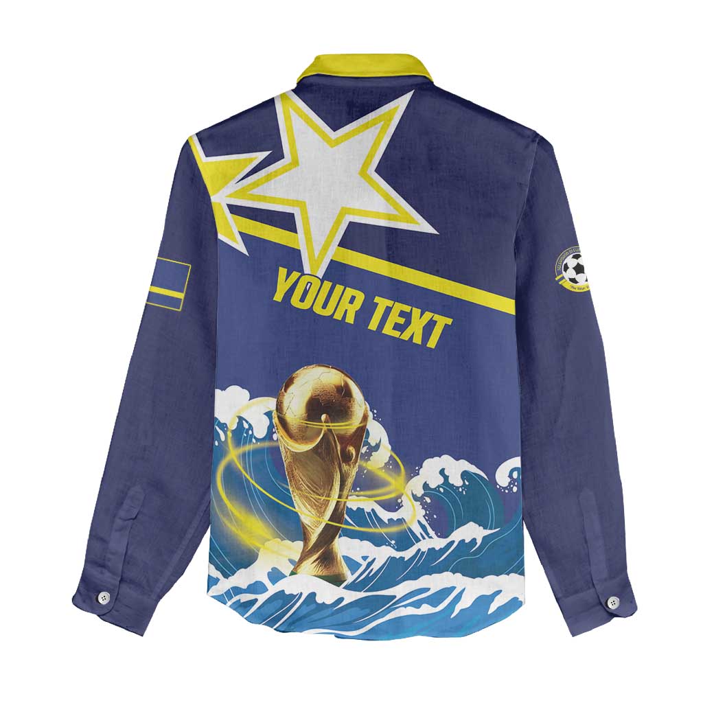 Custom Football 2026 Curacao Women Casual Shirt The Blue Wave Come On