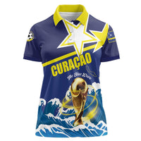 Custom Football 2026 Curacao Women Polo Shirt The Blue Wave Come On