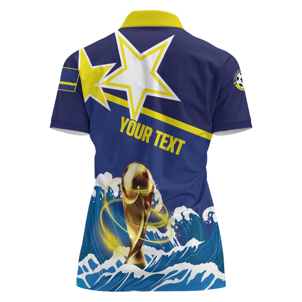 Custom Football 2026 Curacao Women Polo Shirt The Blue Wave Come On