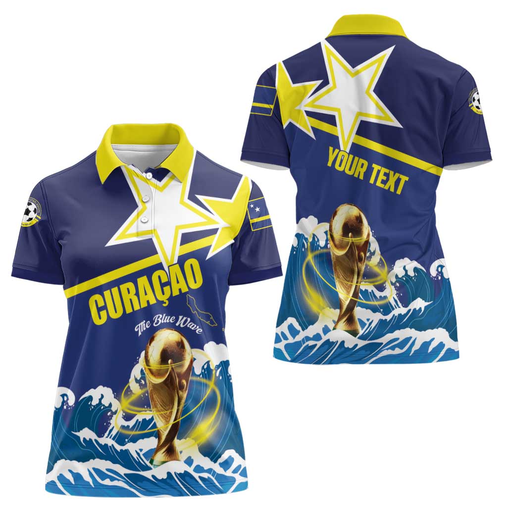 Custom Football 2026 Curacao Women Polo Shirt The Blue Wave Come On