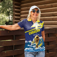 Custom Football 2026 Curacao Women Polo Shirt The Blue Wave Come On