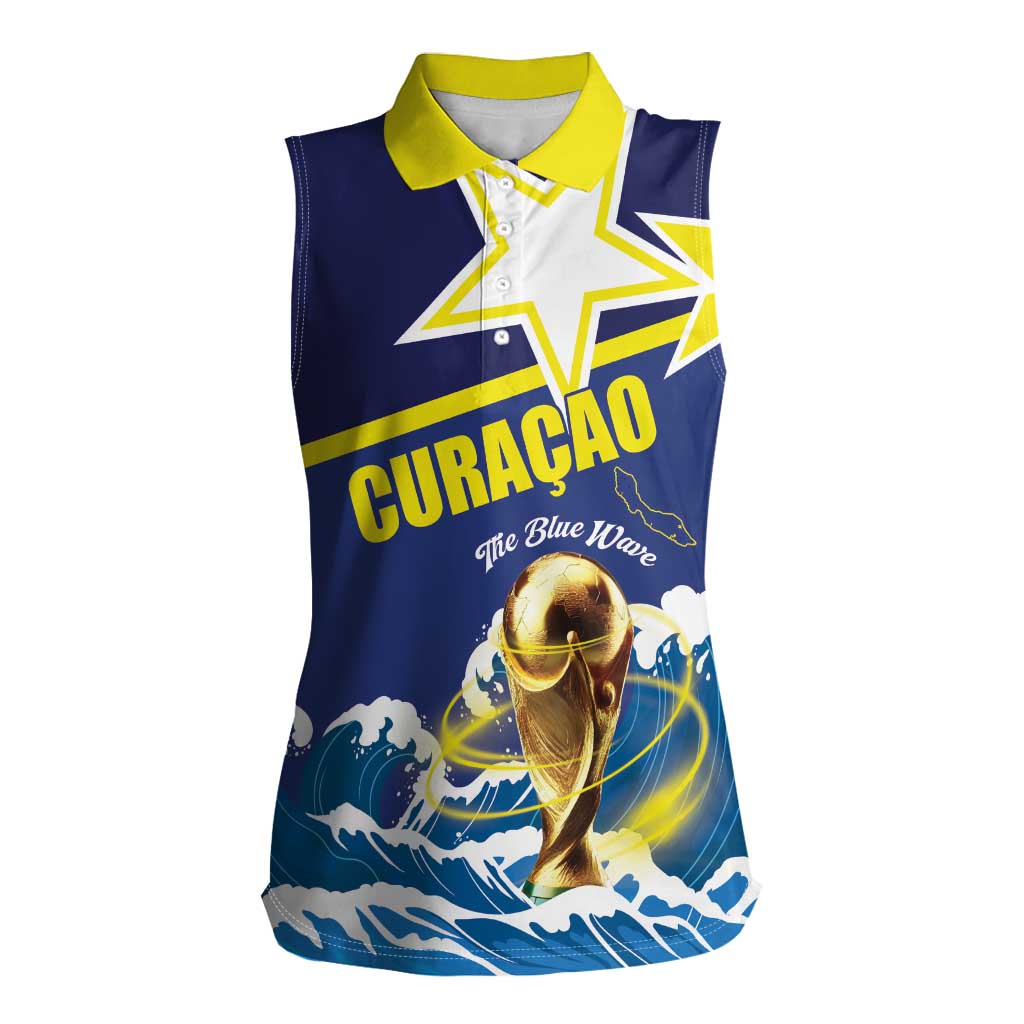 Custom Football 2026 Curacao Women Sleeveless Polo Shirt The Blue Wave Come On