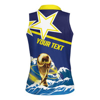 Custom Football 2026 Curacao Women Sleeveless Polo Shirt The Blue Wave Come On