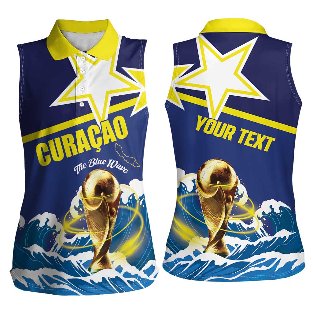 Custom Football 2026 Curacao Women Sleeveless Polo Shirt The Blue Wave Come On