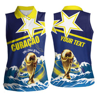 Custom Football 2026 Curacao Women Sleeveless Polo Shirt The Blue Wave Come On