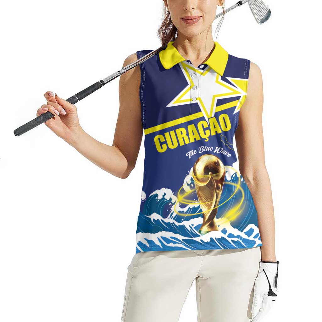Custom Football 2026 Curacao Women Sleeveless Polo Shirt The Blue Wave Come On