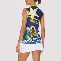 Custom Football 2026 Curacao Women Sleeveless Polo Shirt The Blue Wave Come On