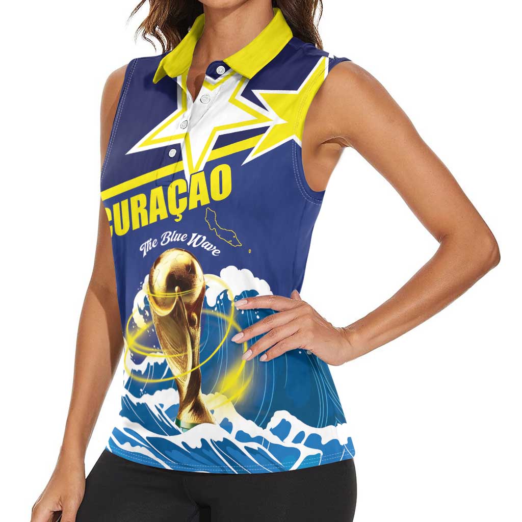 Custom Football 2026 Curacao Women Sleeveless Polo Shirt The Blue Wave Come On