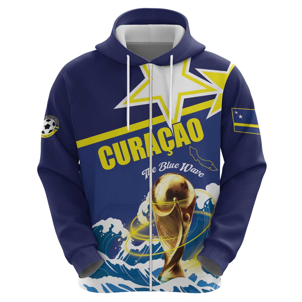 Custom Football 2026 Curacao Zip Hoodie The Blue Wave Come On