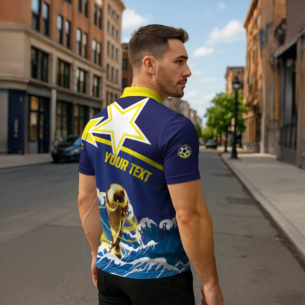 Custom Football 2026 Curacao Zipper Polo Shirt The Blue Wave Come On