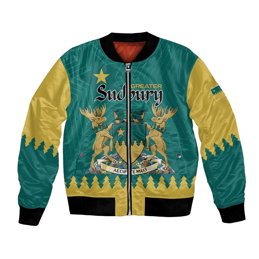 Personalised Canada Greater Sudbury Bomber Jacket The Nickel Capital Aedificemus