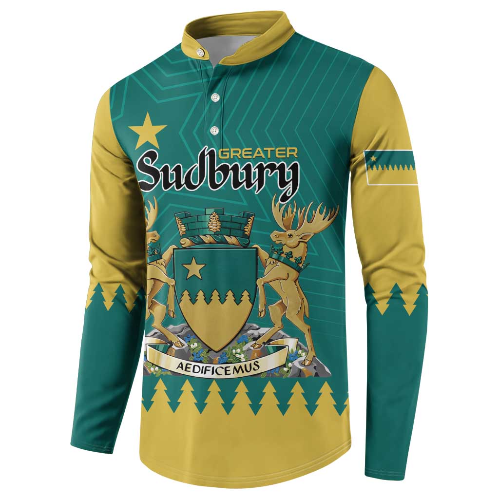 Personalised Canada Greater Sudbury Button Sweatshirt The Nickel Capital Aedificemus