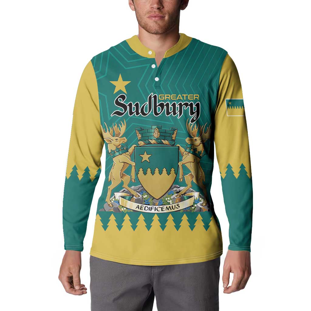Personalised Canada Greater Sudbury Button Sweatshirt The Nickel Capital Aedificemus