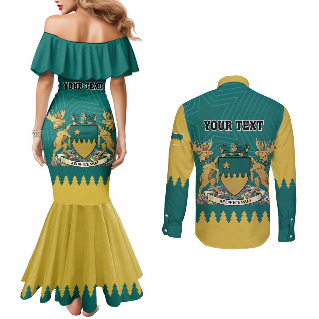Personalised Canada Greater Sudbury Couples Matching Mermaid Dress and Long Sleeve Button Shirt The Nickel Capital Aedificemus