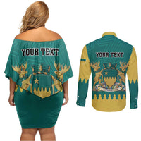 Personalised Canada Greater Sudbury Couples Matching Off Shoulder Short Dress and Long Sleeve Button Shirt The Nickel Capital Aedificemus