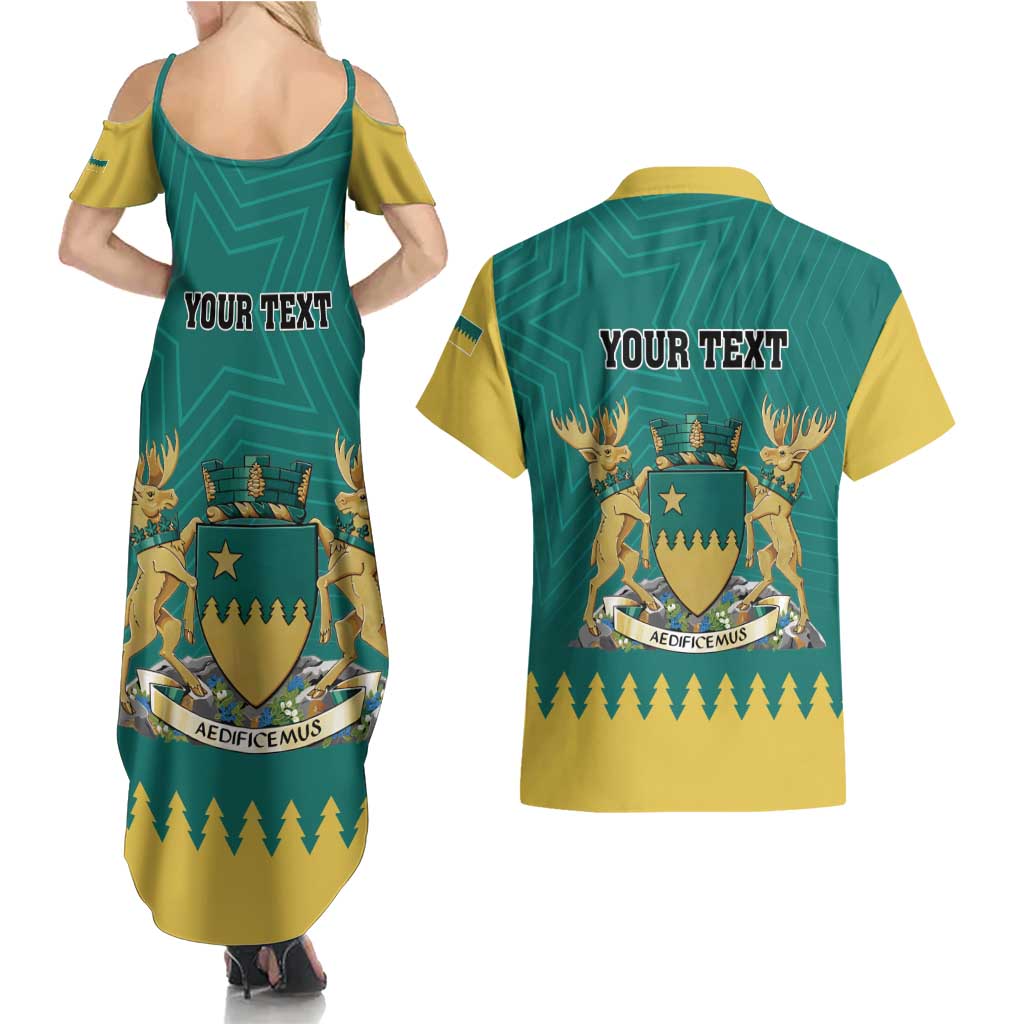 Personalised Canada Greater Sudbury Couples Matching Summer Maxi Dress and Hawaiian Shirt The Nickel Capital Aedificemus