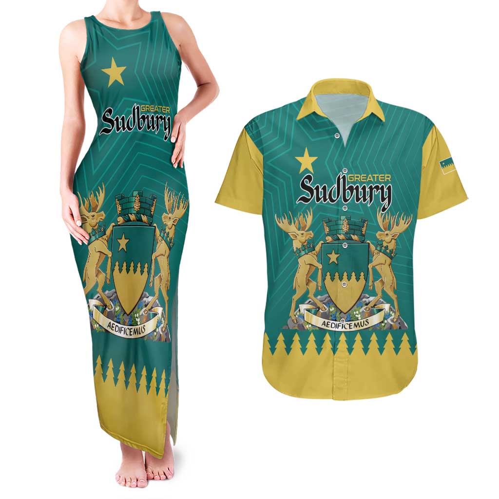 Personalised Canada Greater Sudbury Couples Matching Tank Maxi Dress and Hawaiian Shirt The Nickel Capital Aedificemus