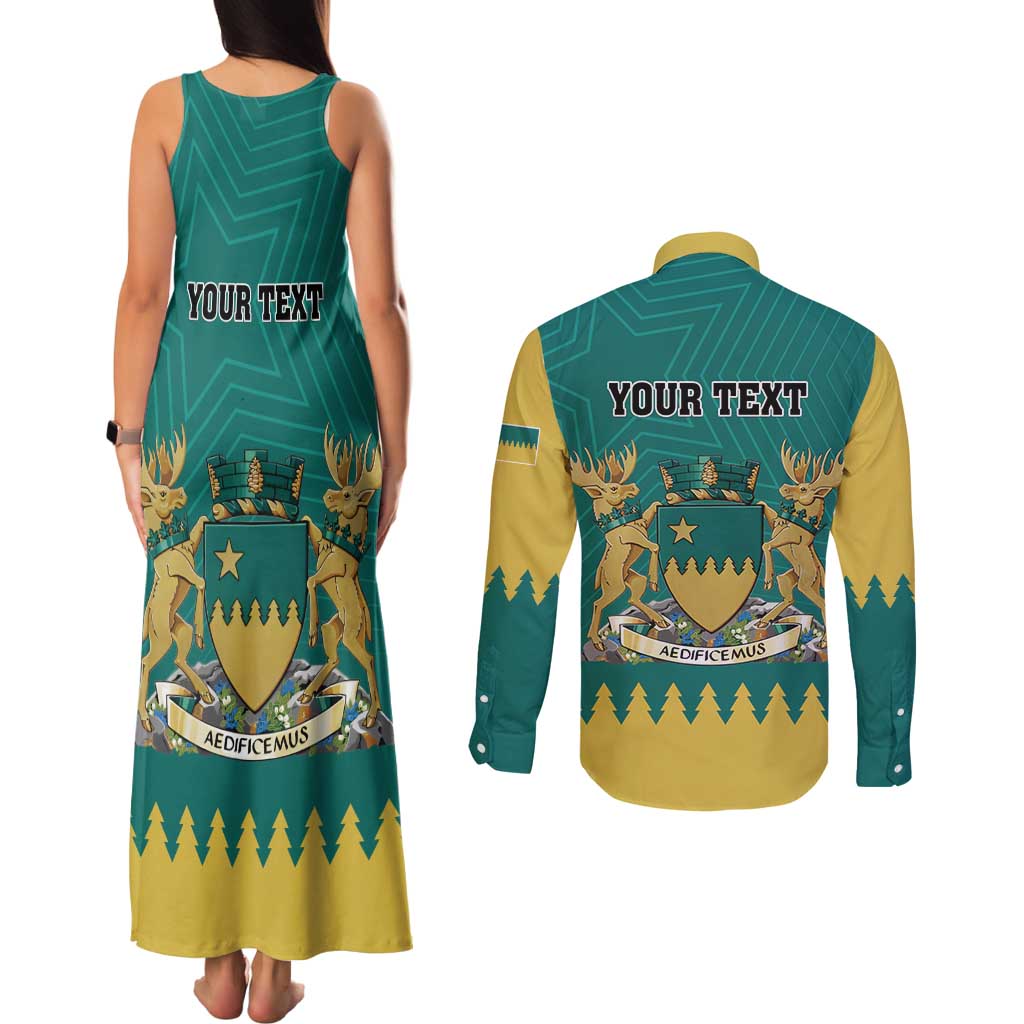 Personalised Canada Greater Sudbury Couples Matching Tank Maxi Dress and Long Sleeve Button Shirt The Nickel Capital Aedificemus