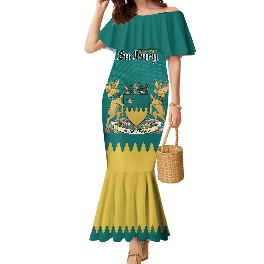 Personalised Canada Greater Sudbury Family Matching Mermaid Dress and Hawaiian Shirt The Nickel Capital Aedificemus