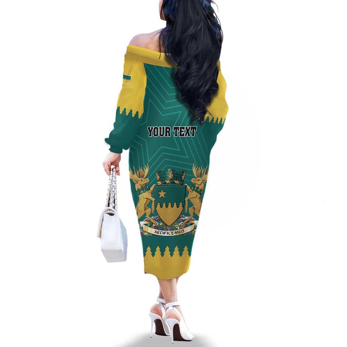 Personalised Canada Greater Sudbury Family Matching Off The Shoulder Long Sleeve Dress and Hawaiian Shirt The Nickel Capital Aedificemus