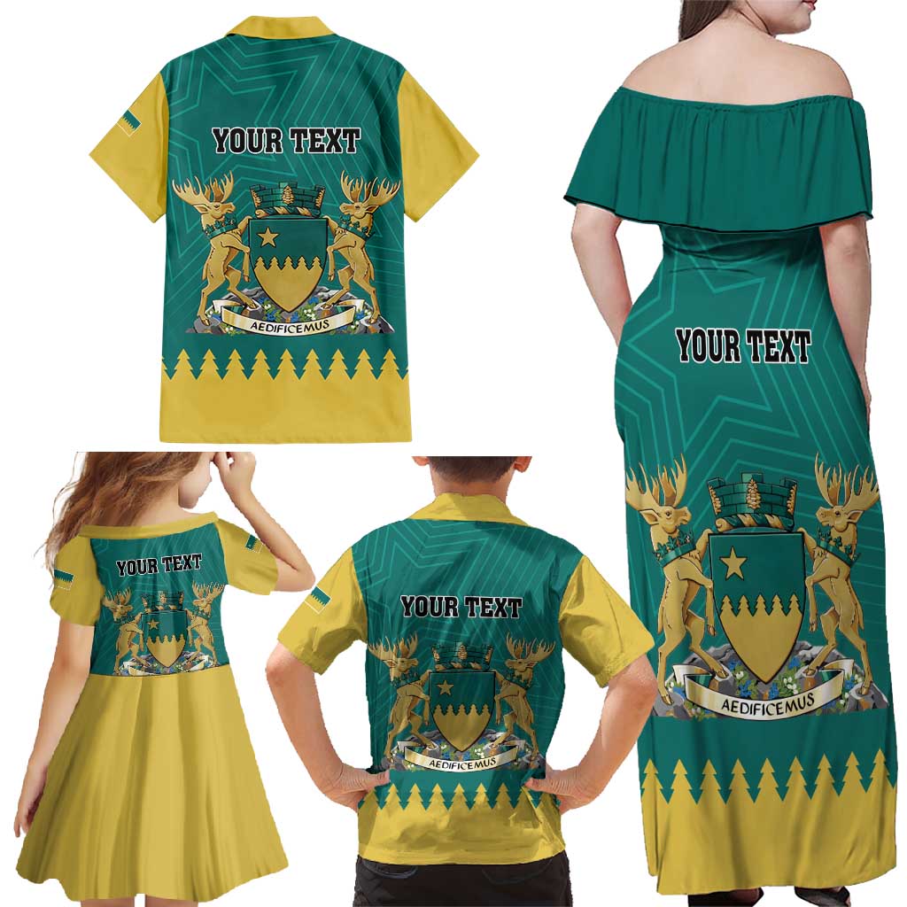 Personalised Canada Greater Sudbury Family Matching Off Shoulder Maxi Dress and Hawaiian Shirt The Nickel Capital Aedificemus
