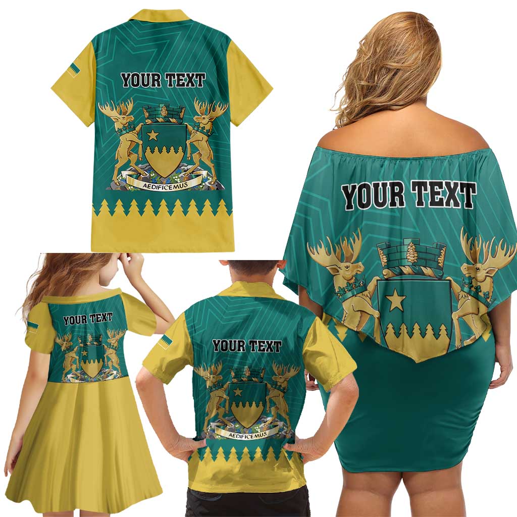 Personalised Canada Greater Sudbury Family Matching Off Shoulder Short Dress and Hawaiian Shirt The Nickel Capital Aedificemus