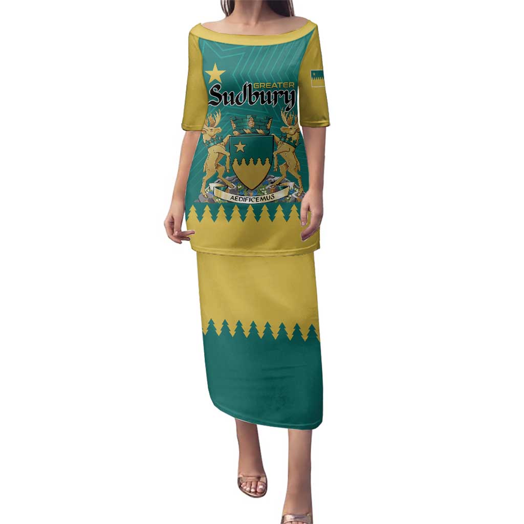 Personalised Canada Greater Sudbury Family Matching Puletasi and Hawaiian Shirt The Nickel Capital Aedificemus