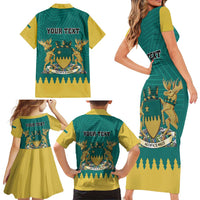 Personalised Canada Greater Sudbury Family Matching Short Sleeve Bodycon Dress and Hawaiian Shirt The Nickel Capital Aedificemus