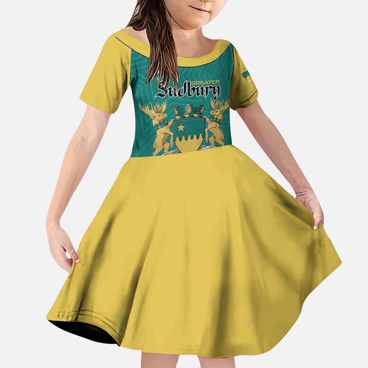 Personalised Canada Greater Sudbury Kid Short Sleeve Dress The Nickel Capital Aedificemus