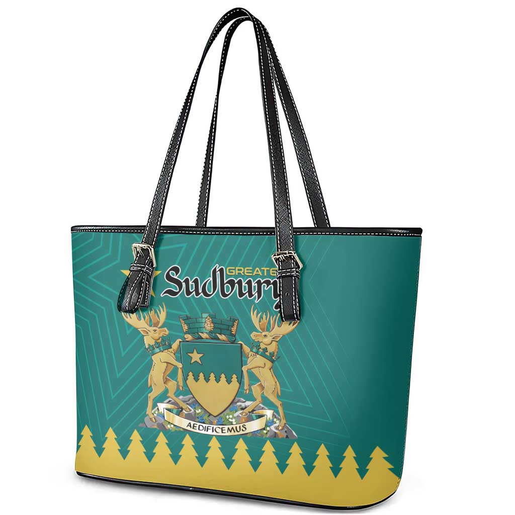 Canada Greater Sudbury Leather Tote Bag The Nickel Capital Aedificemus