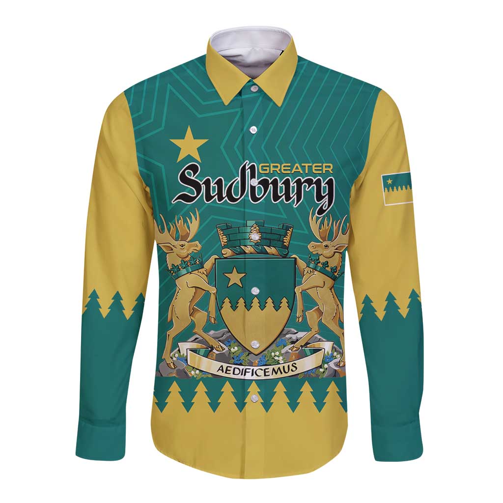 Personalised Canada Greater Sudbury Long Sleeve Button Shirt The Nickel Capital Aedificemus