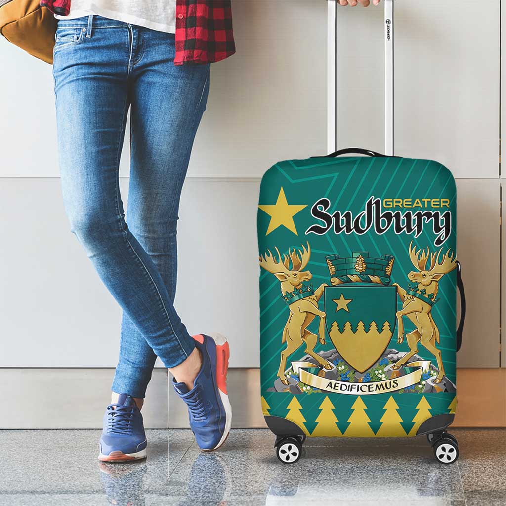 Canada Greater Sudbury Luggage Cover The Nickel Capital Aedificemus