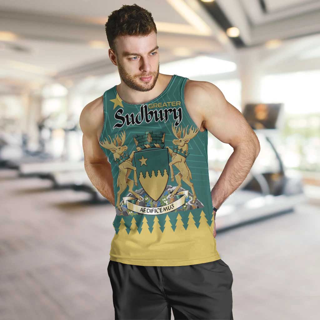 Personalised Canada Greater Sudbury Men Tank Top The Nickel Capital Aedificemus