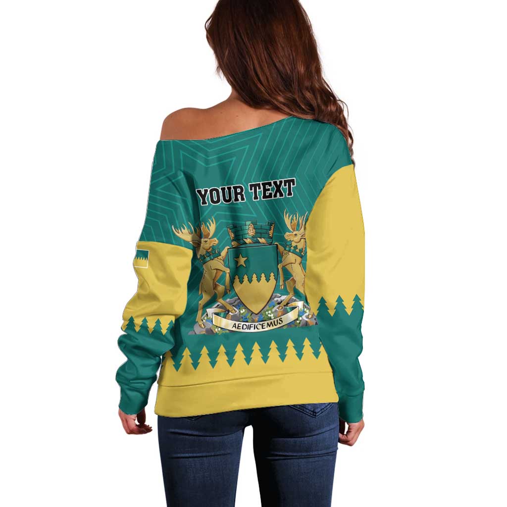 Personalised Canada Greater Sudbury Off Shoulder Sweater The Nickel Capital Aedificemus