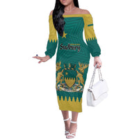 Personalised Canada Greater Sudbury Off The Shoulder Long Sleeve Dress The Nickel Capital Aedificemus