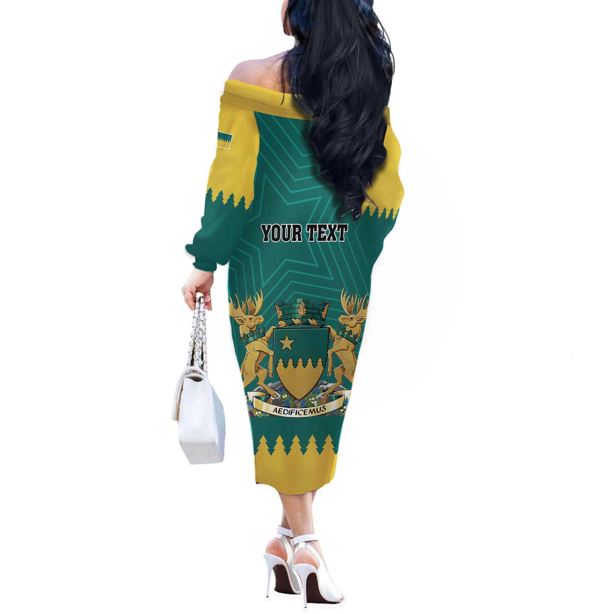 Personalised Canada Greater Sudbury Off The Shoulder Long Sleeve Dress The Nickel Capital Aedificemus