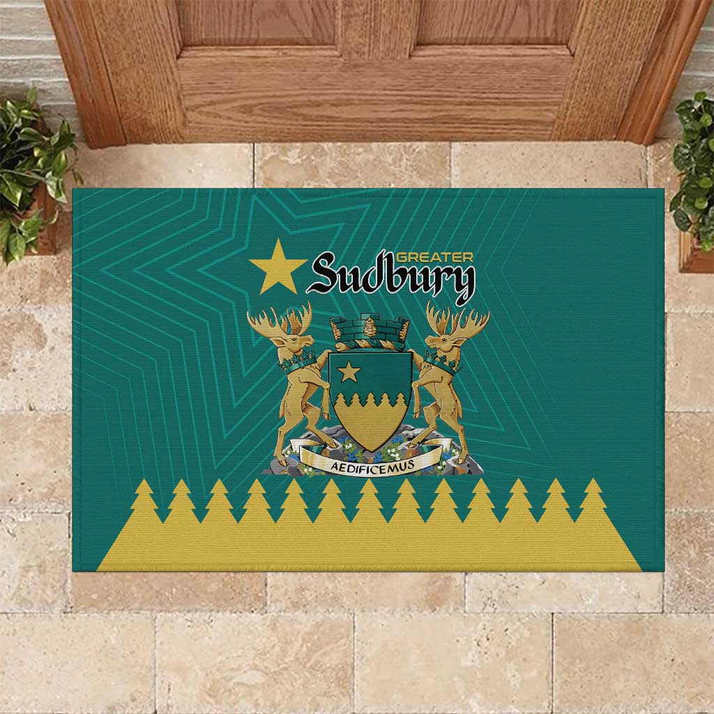 Canada Greater Sudbury Rubber Doormat The Nickel Capital Aedificemus