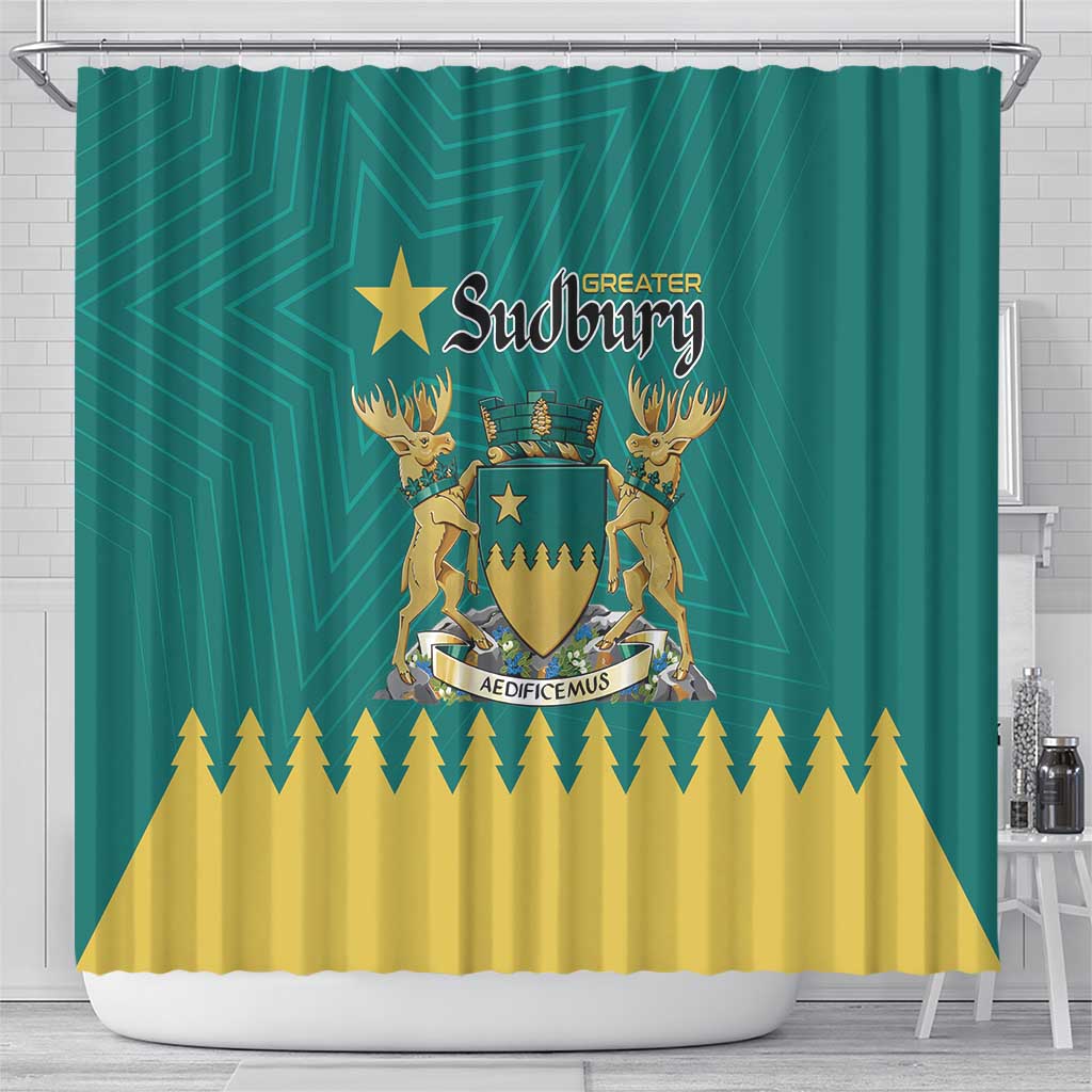 Canada Greater Sudbury Shower Curtain The Nickel Capital Aedificemus