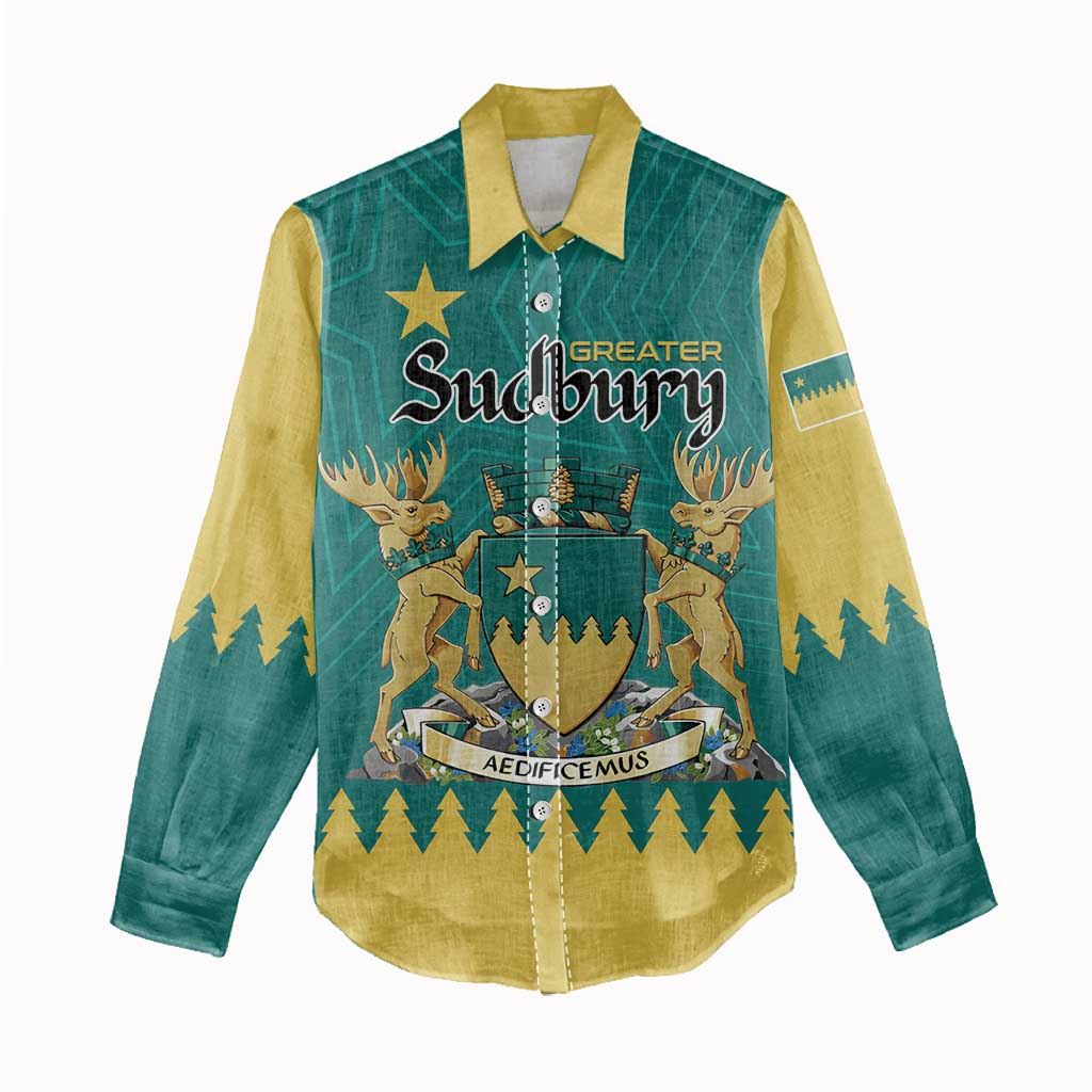 Personalised Canada Greater Sudbury Women Casual Shirt The Nickel Capital Aedificemus