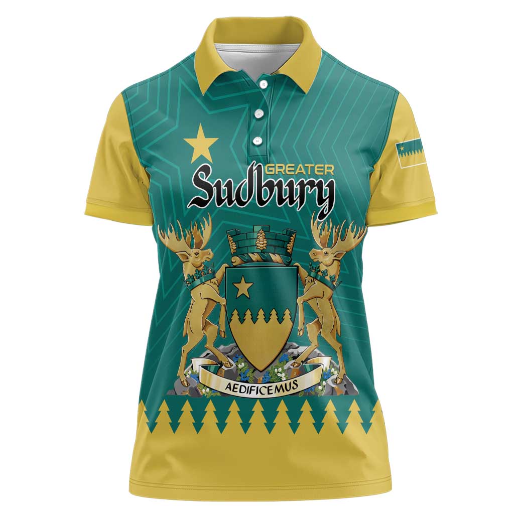 Personalised Canada Greater Sudbury Women Polo Shirt The Nickel Capital Aedificemus